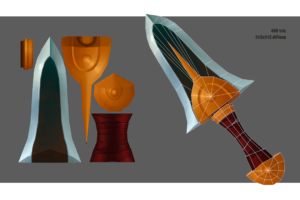 low poly dagger. hand painted texture. concept Konstantin Vavilov